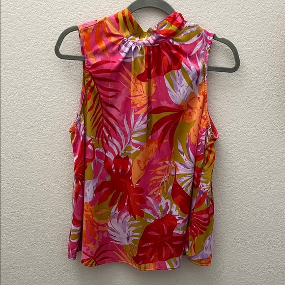 Emily Wonder Tropical Tie-Neck Sleeveless Blouse Women’s Size medium - Picture 2 of 5